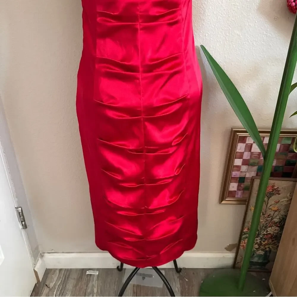 Morgan & Co Ruched Satin Midi Dress S - Picture 6 of 9
